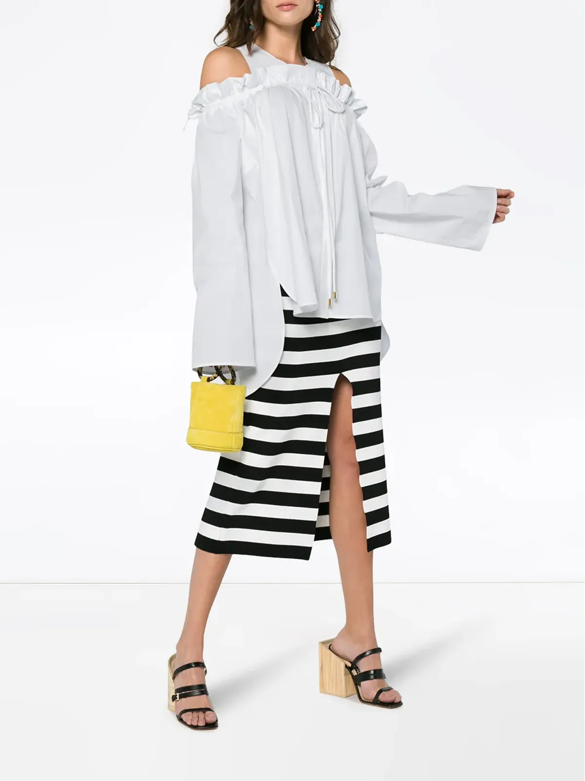 Alberta Ferretti コールドショルダー・フリル長袖トップ - 画像2