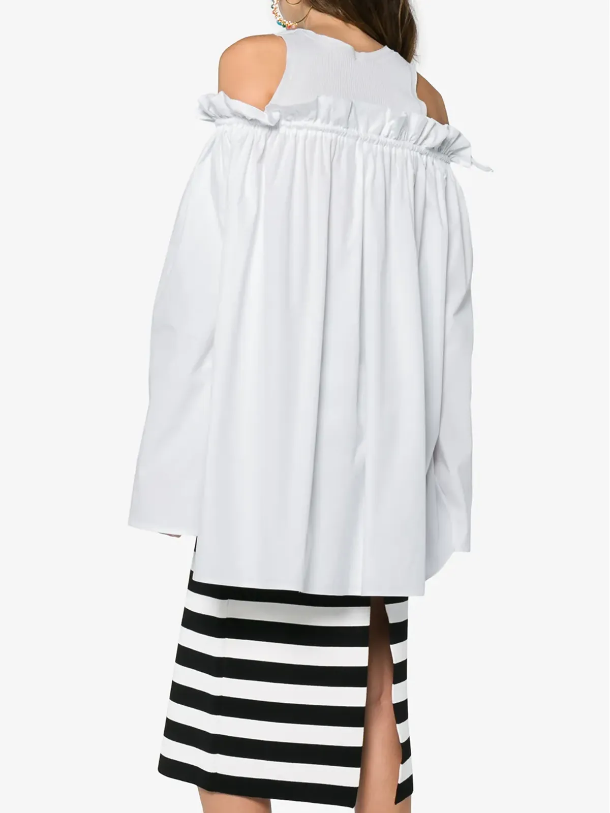 Alberta Ferretti コールドショルダー・フリル長袖トップ - 画像4
