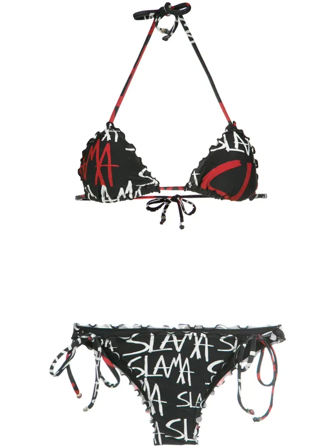 Amir Slama Amir Slama ロゴプリント ビキニセット - ブラックの商品画像