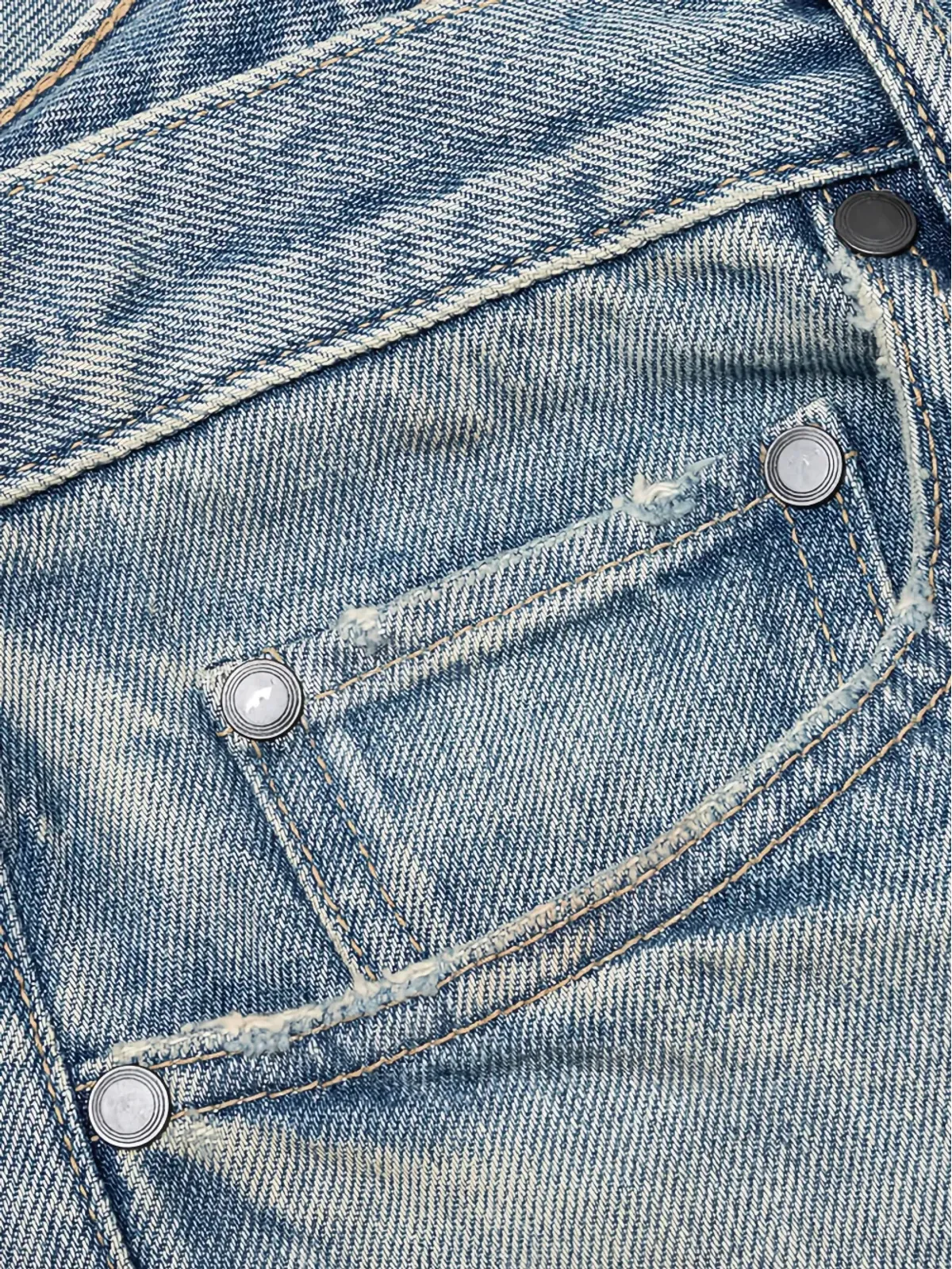 John Elliott デニム ダメージ加工フリンジジーンズ ブルー - 画像5
