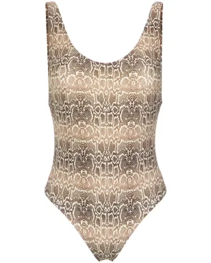 Amir Slama snake print swimsuit - Brown - サムネイル1