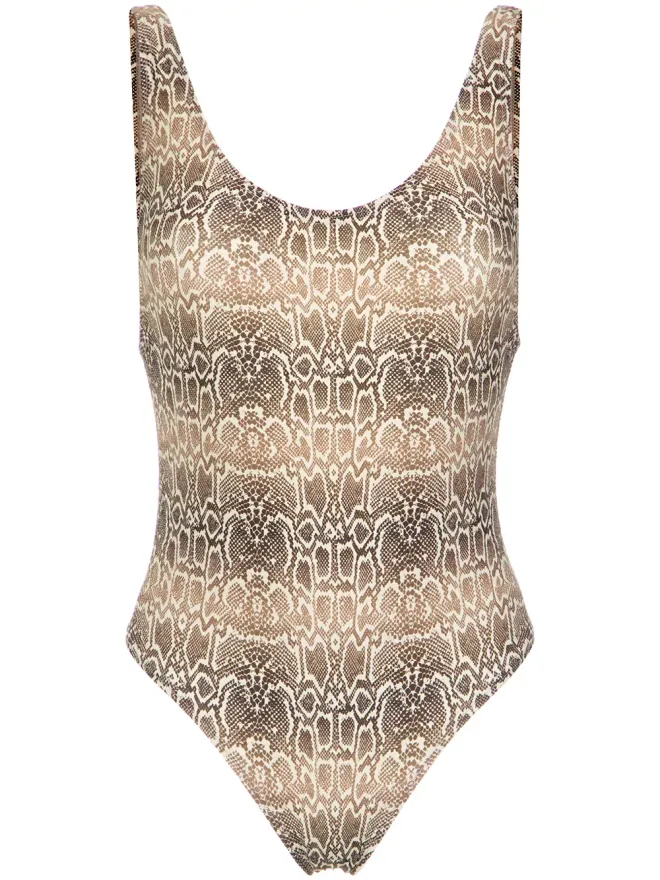 Amir Slama Amir Slama snake print swimsuit - Brownの商品画像