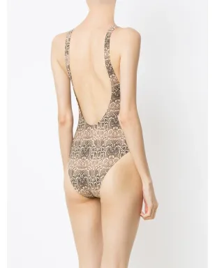 Amir Slama snake print swimsuit - Brown - サムネイル3