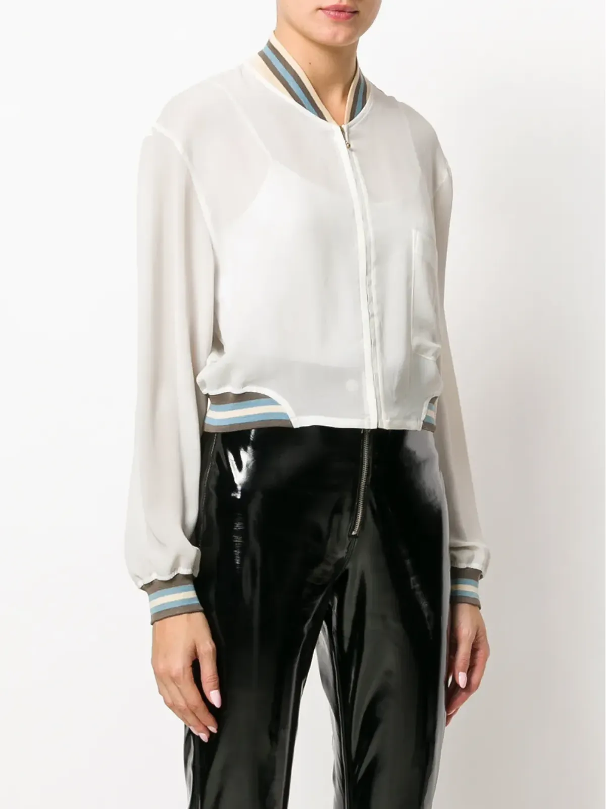 Jean Paul Gaultier Pre-Owned シアー ボンバー ジャケット ホワイト - 画像3