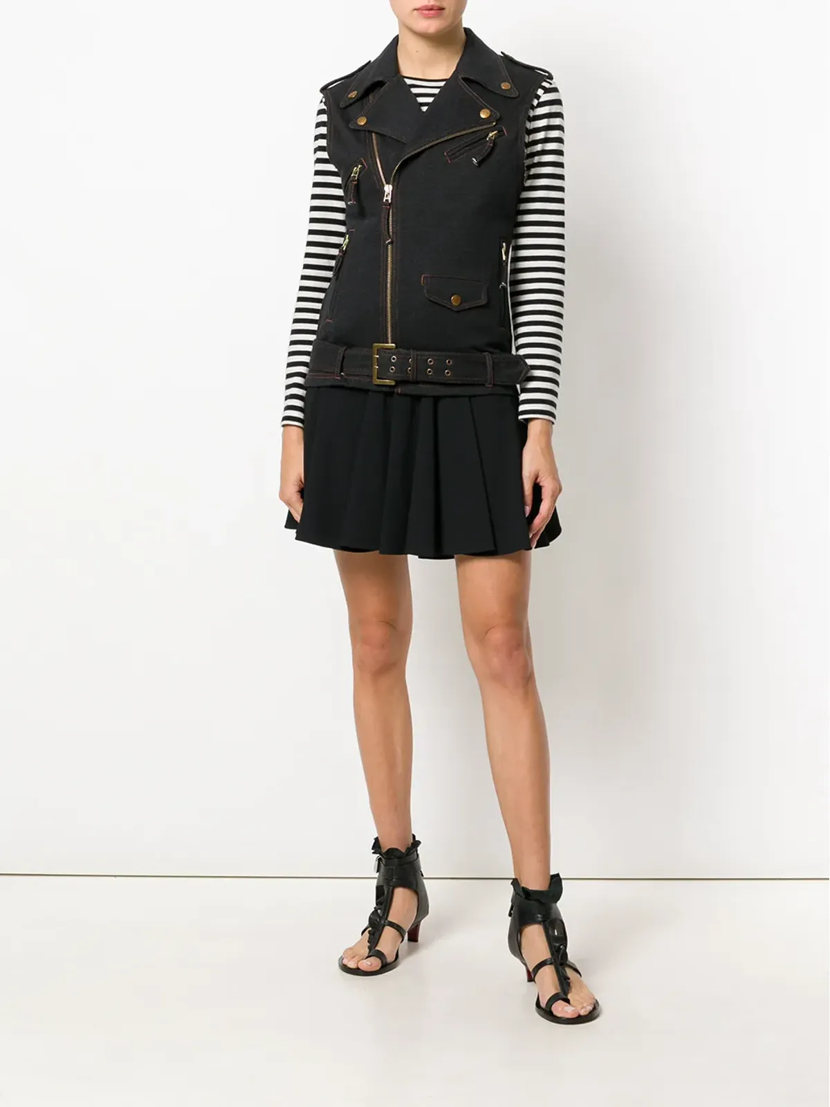 Jean Paul Gaultier Pre-Owned デニム風バイカージレ ブルー - 画像2