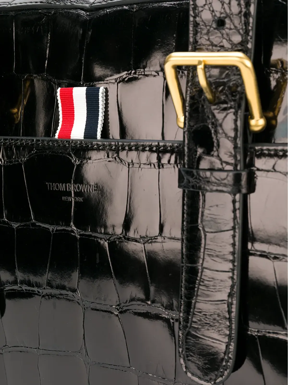 Thom Browne アリゲーターレザー ビジネスバッグ - ブラック - 画像4