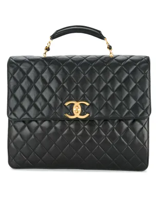 CHANEL Pre-Owned quilted briefcase business handbag - Black - サムネイル1