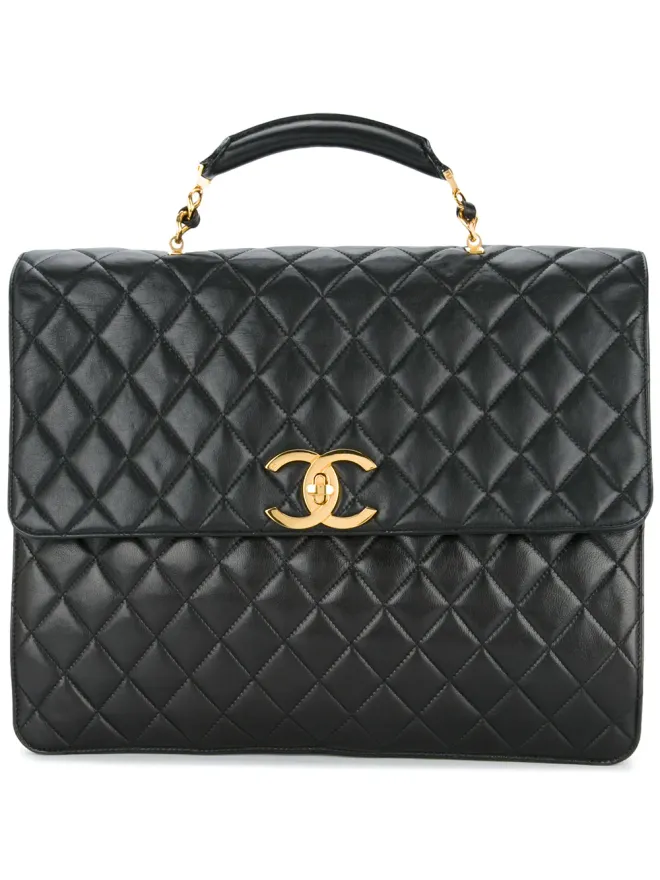 CHANEL Pre-Owned CHANEL Pre-Owned quilted briefcase business handbag - Blackの商品画像