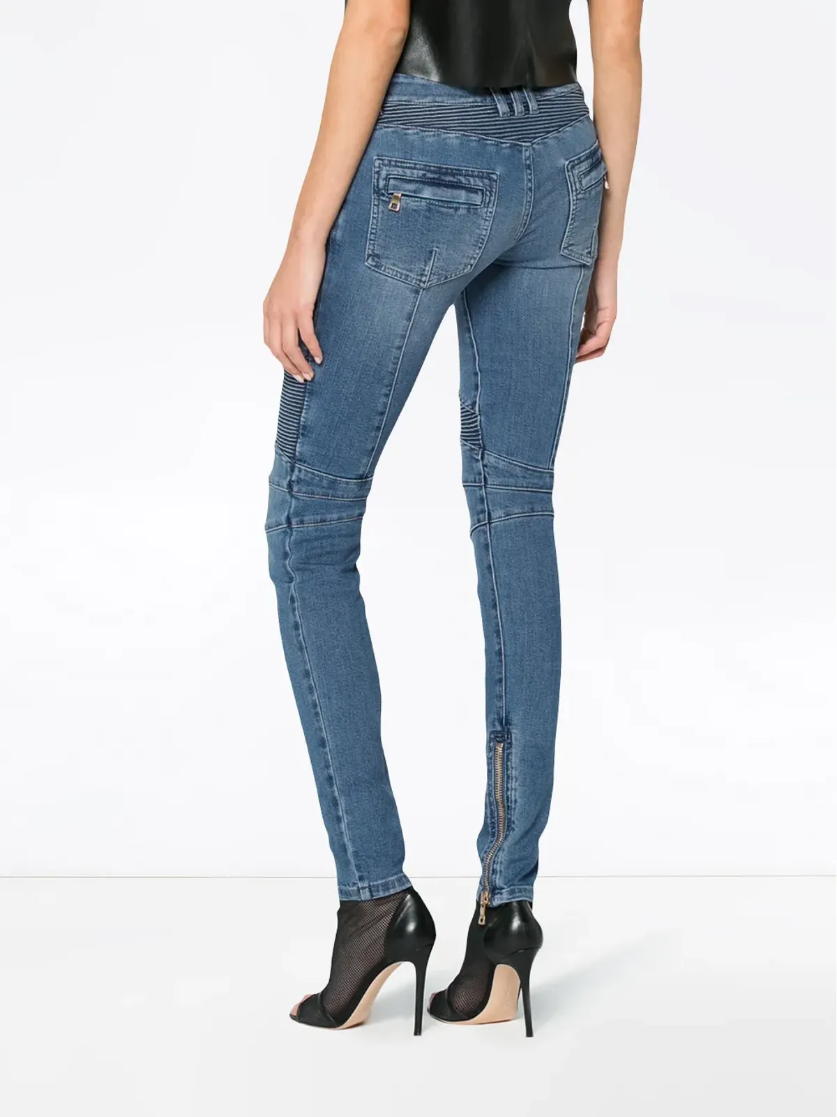 Balmain ブルー モト・スキニージーンズ - 画像4