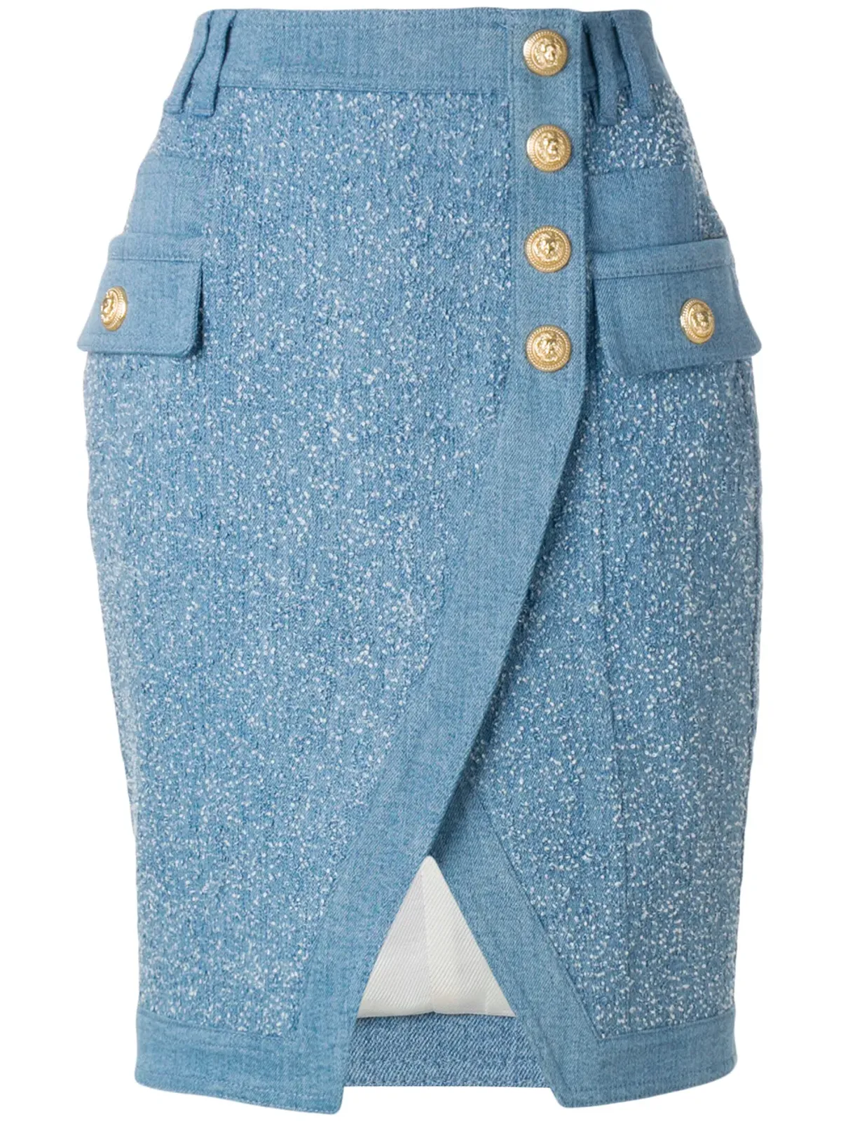 Balmain embossed-button skirt - 画像1