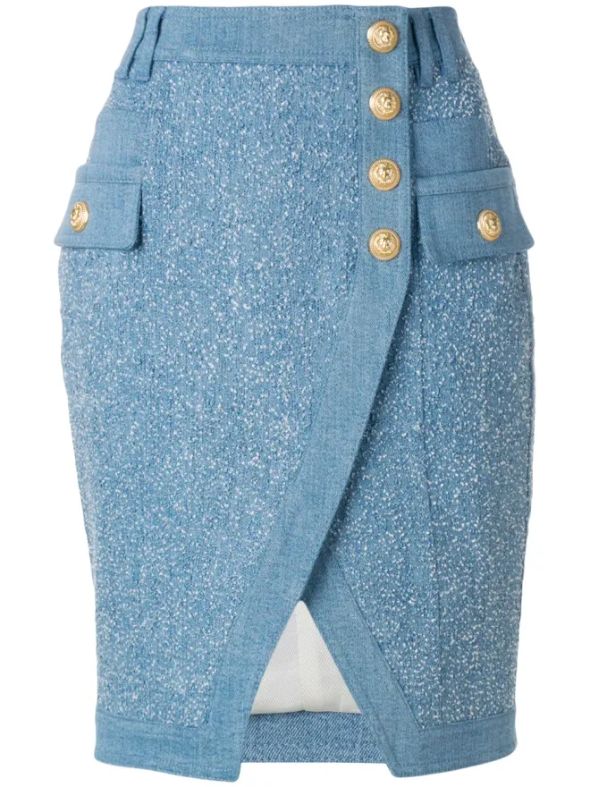 BALMAIN Balmain embossed-button skirtの商品画像