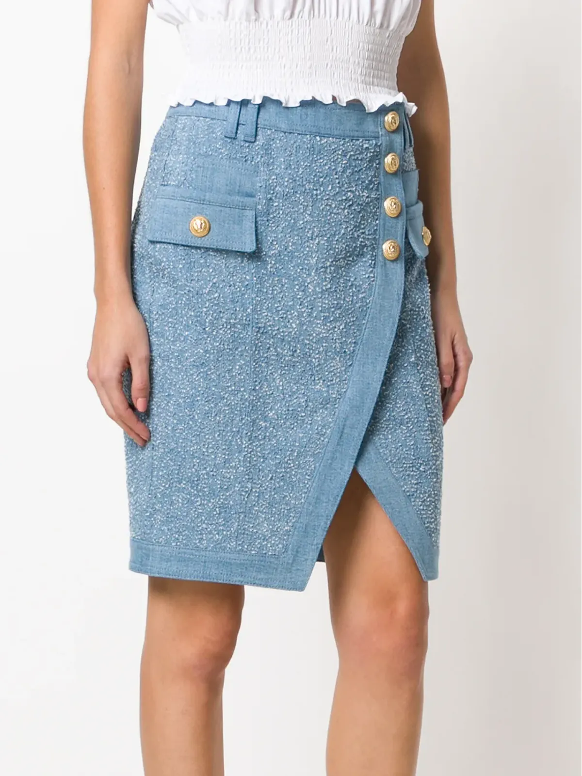 Balmain embossed-button skirt - 画像3