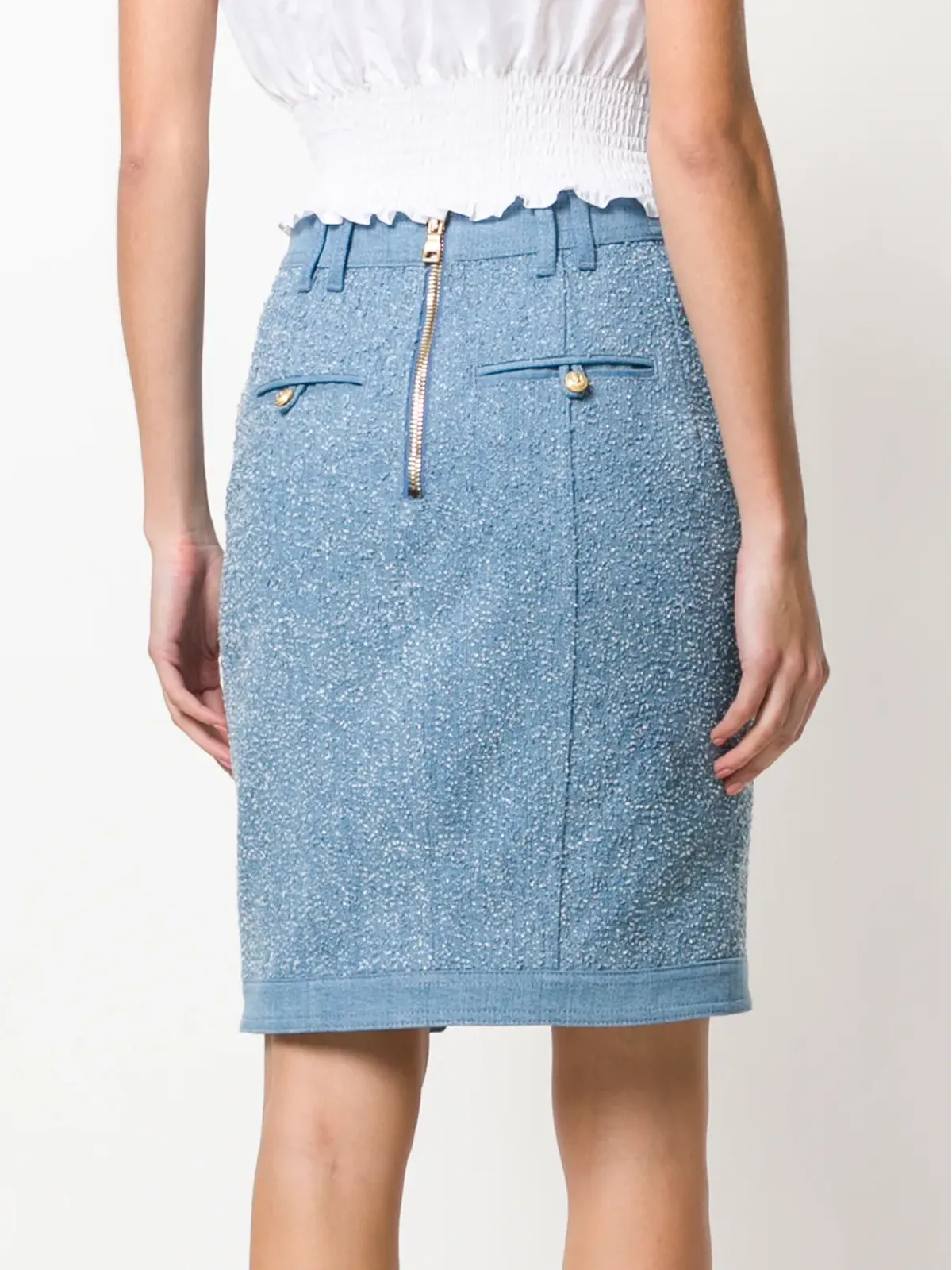 Balmain embossed-button skirt - 画像4
