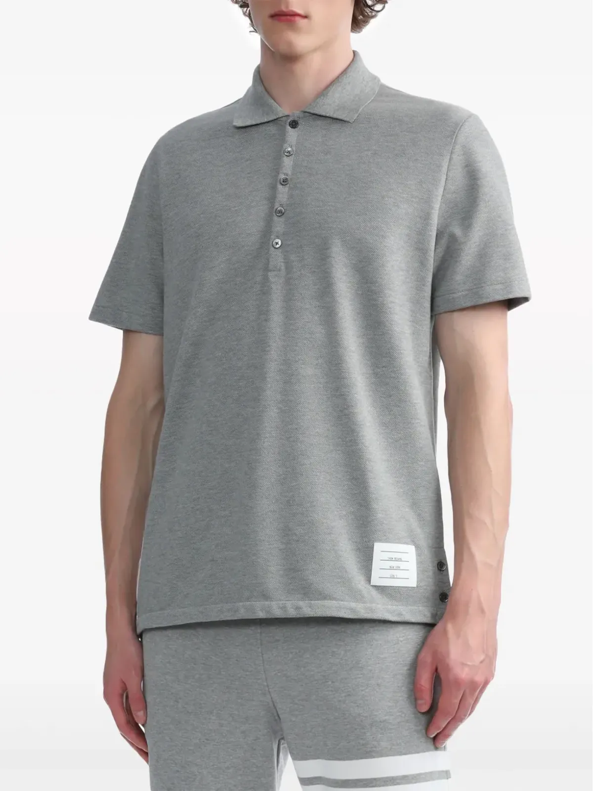 Thom Browne センター・バック・ストライプ ピケ ポロトップ - 画像3