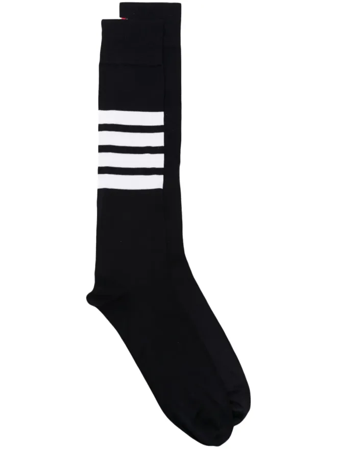 Thom Browne Thom Browne オーバー・ザ・カーフ・ソックス ブルー（ホワイト4バー・ストライプ入り／ライトウェイトコットン）の商品画像