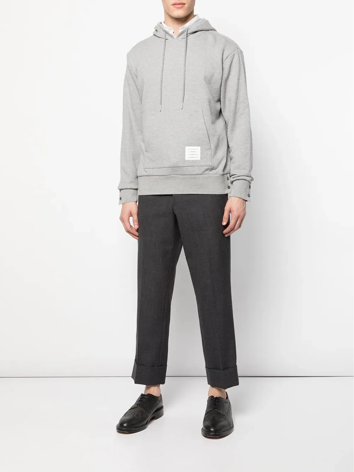 Thom Browne ストライプディテール コットンジャージー フード付きパーカー - 画像2