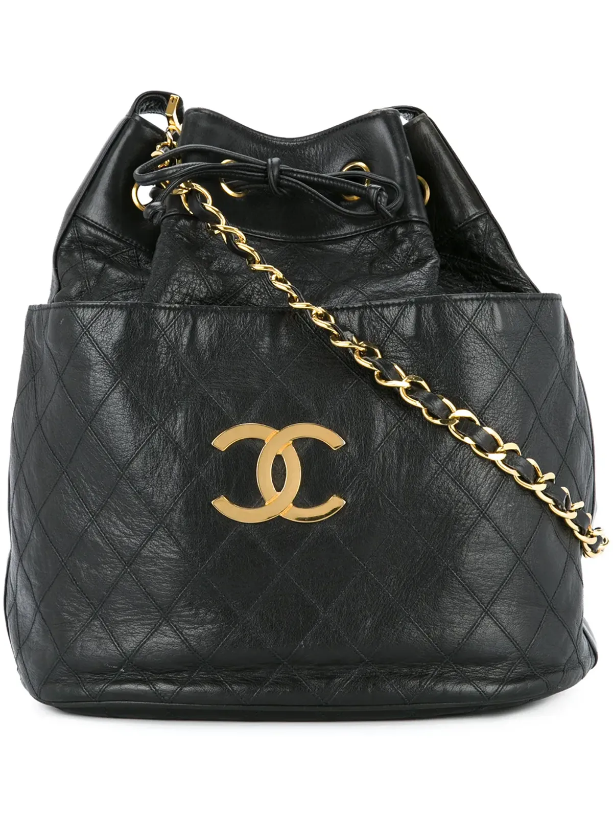 CHANEL Vintage ドローストリング・キルテッド・チェーンショルダーバッグ - ブラック - 画像1