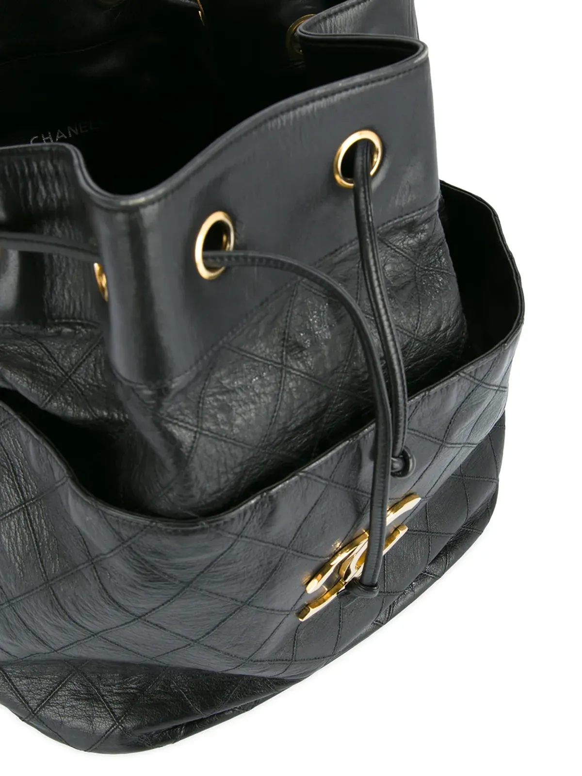 CHANEL Vintage ドローストリング・キルテッド・チェーンショルダーバッグ - ブラック - 画像5