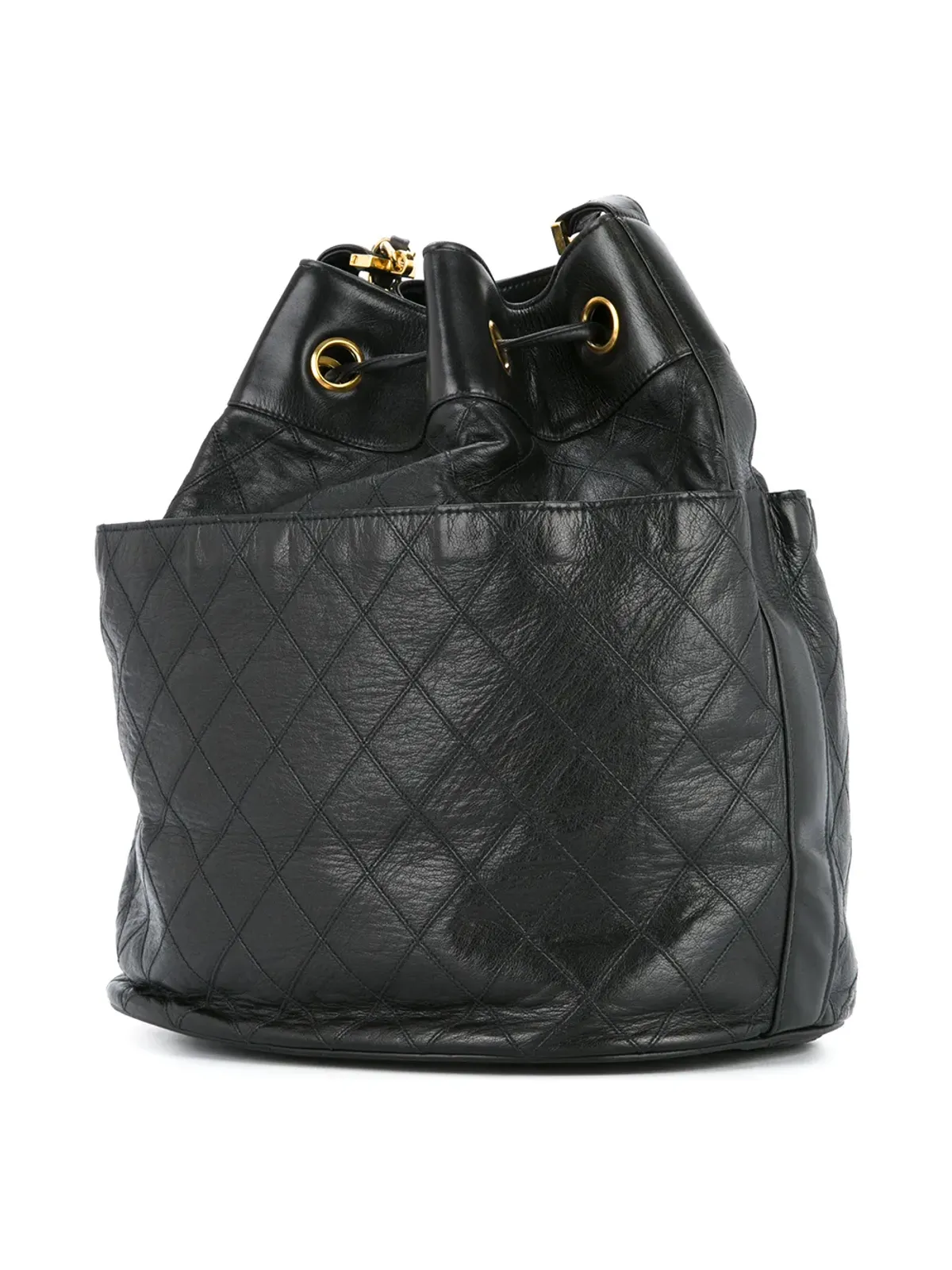 CHANEL Vintage ドローストリング・キルテッド・チェーンショルダーバッグ - ブラック - 画像3