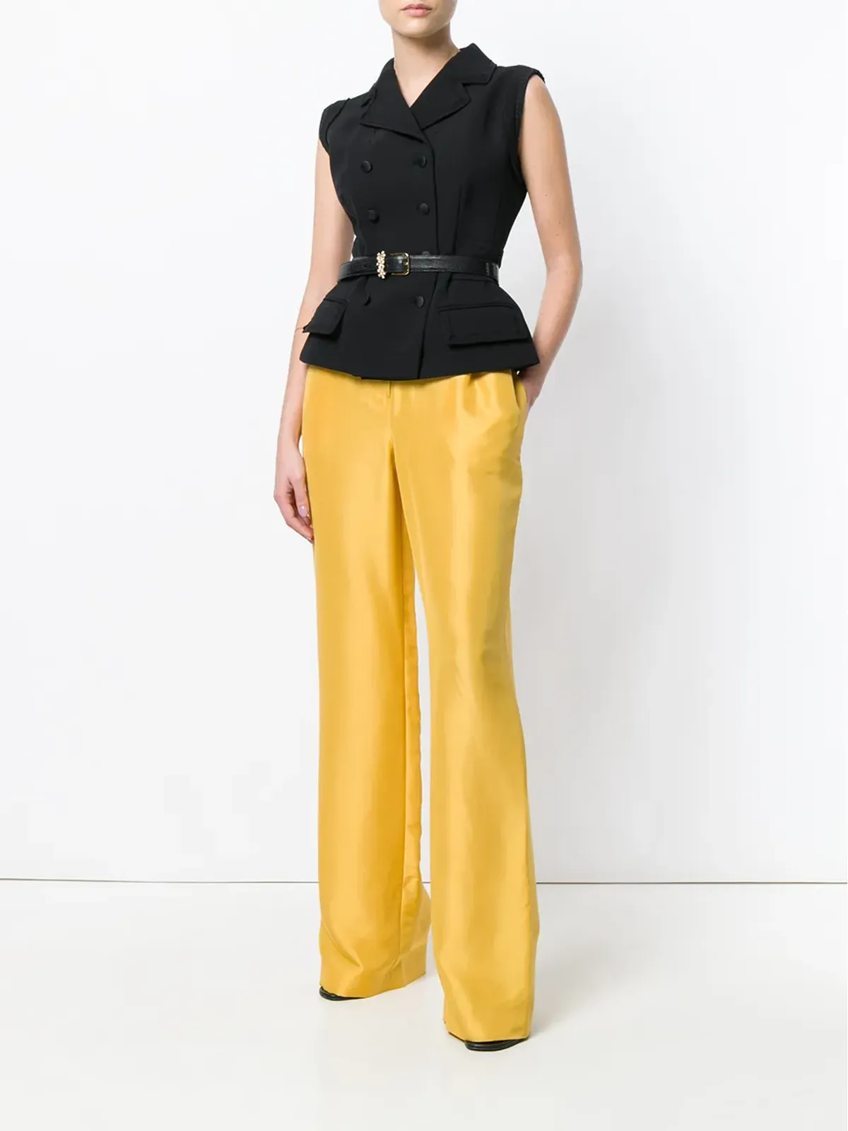 Alberta Ferretti ハイウエストフレアパンツ - Yellow - 画像2