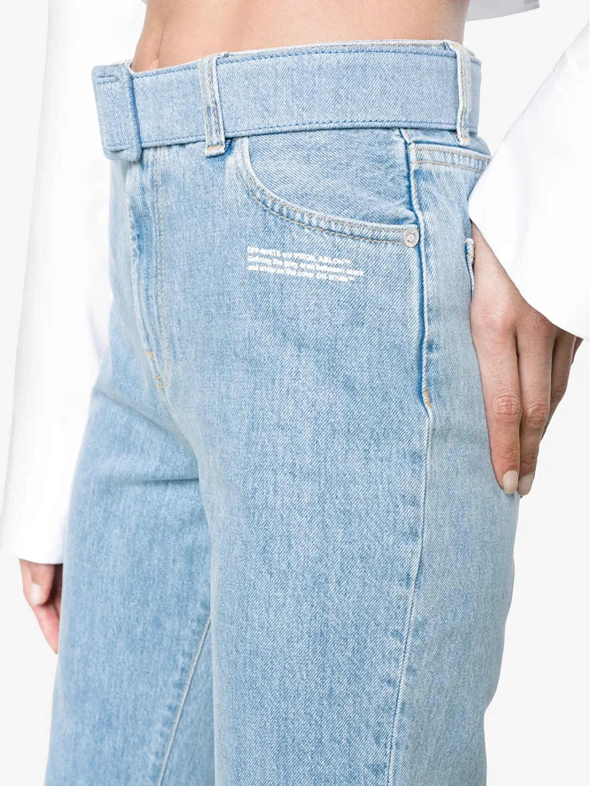 Off-White ミッドライズデニムクロップドジーンズ - 画像5