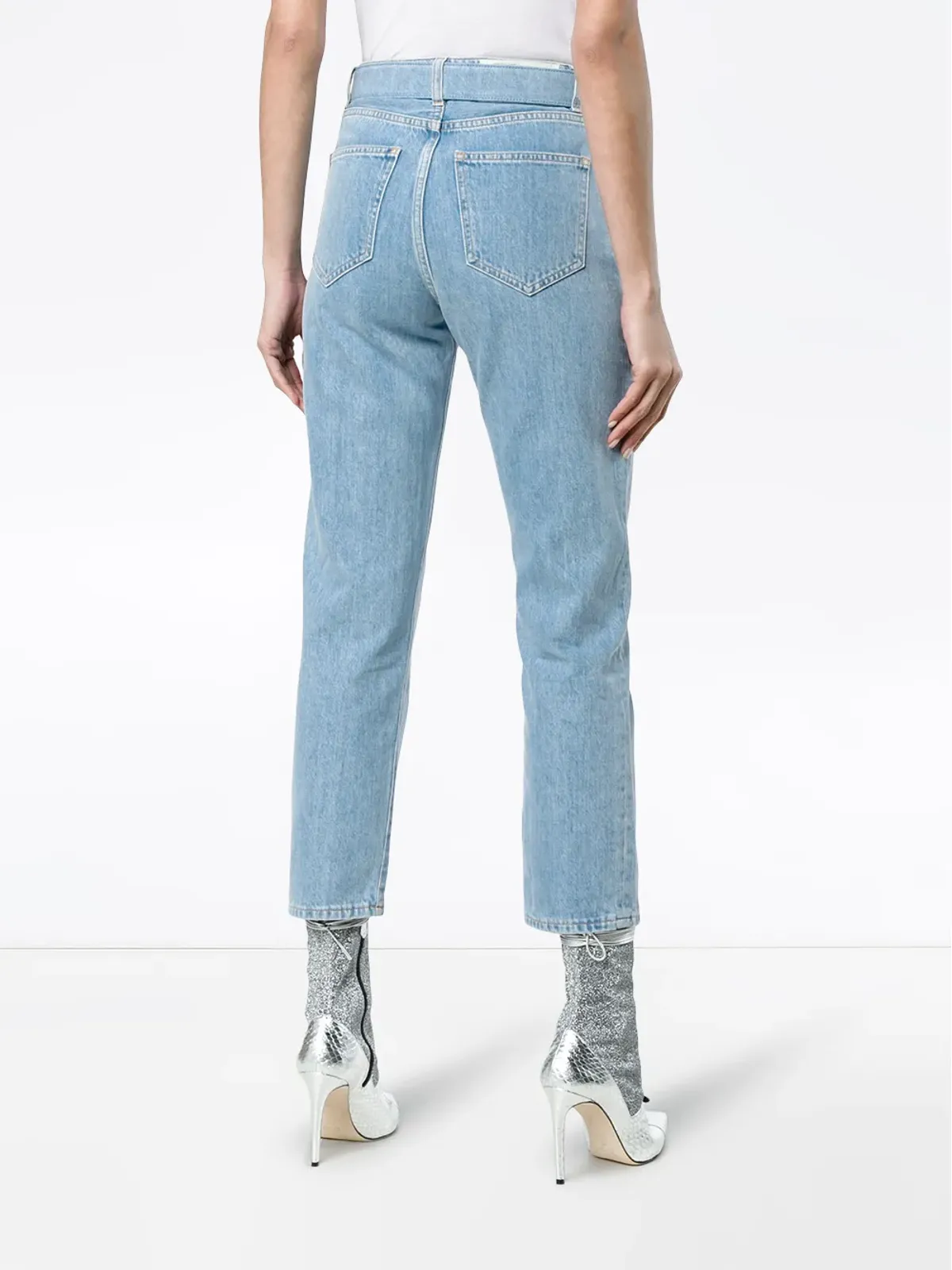 Off-White ミッドライズデニムクロップドジーンズ - 画像4