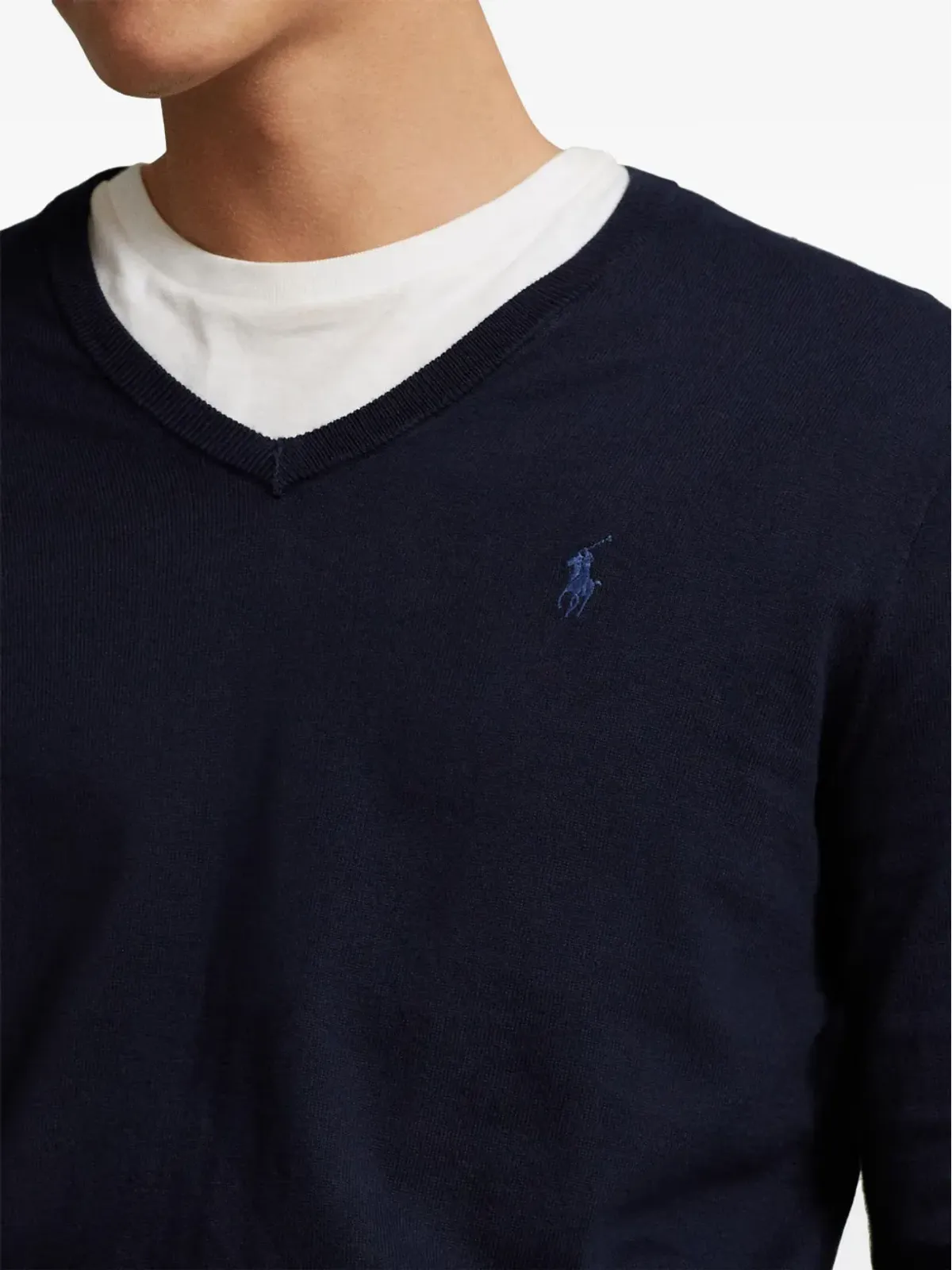 Polo Ralph Lauren ロゴ刺繍 Vネック ジャンパー ブルー - 画像5
