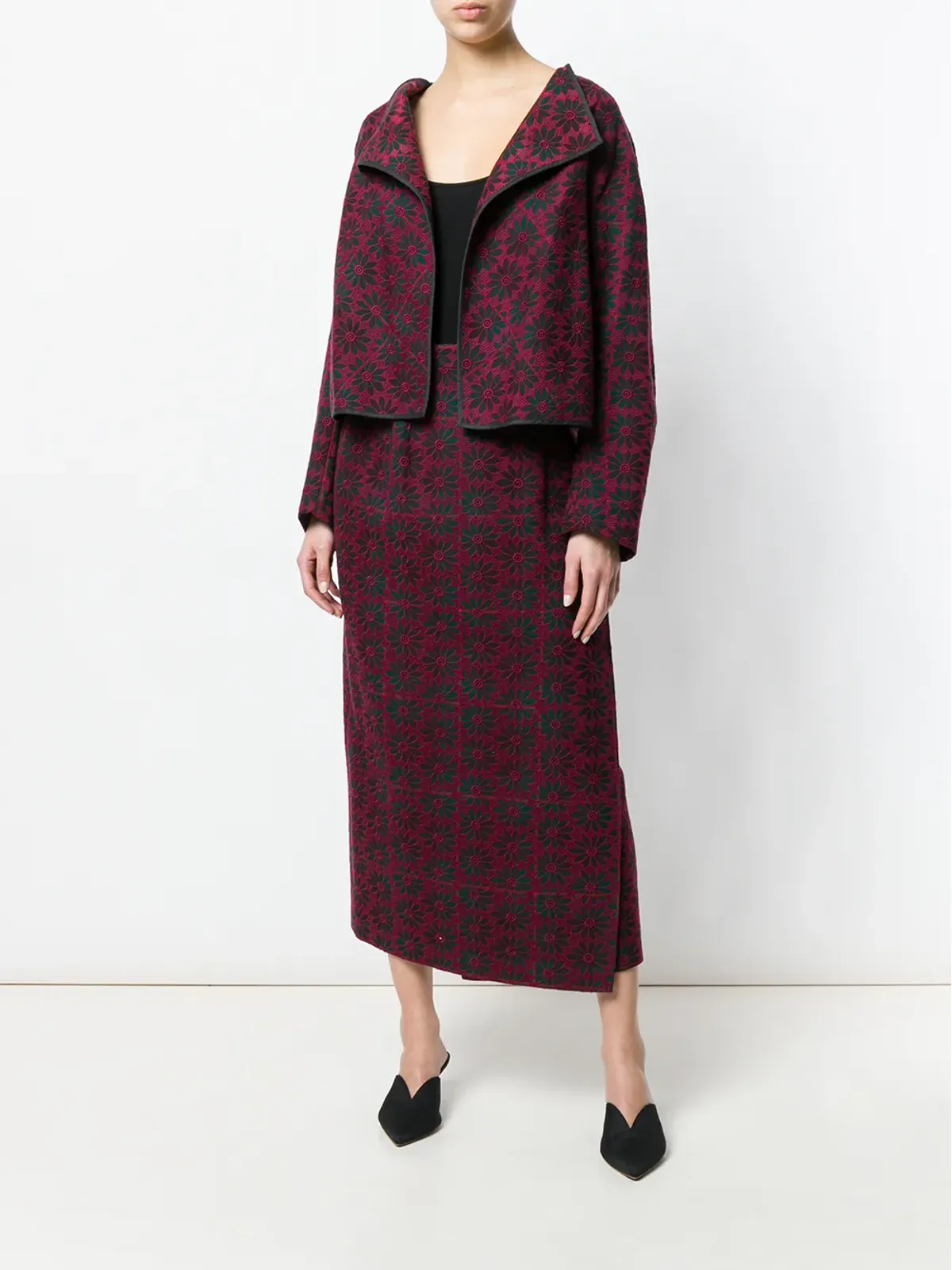 Comme Des Garçons Pre-Owned ブロケード スカートスーツ ブラック - 画像2