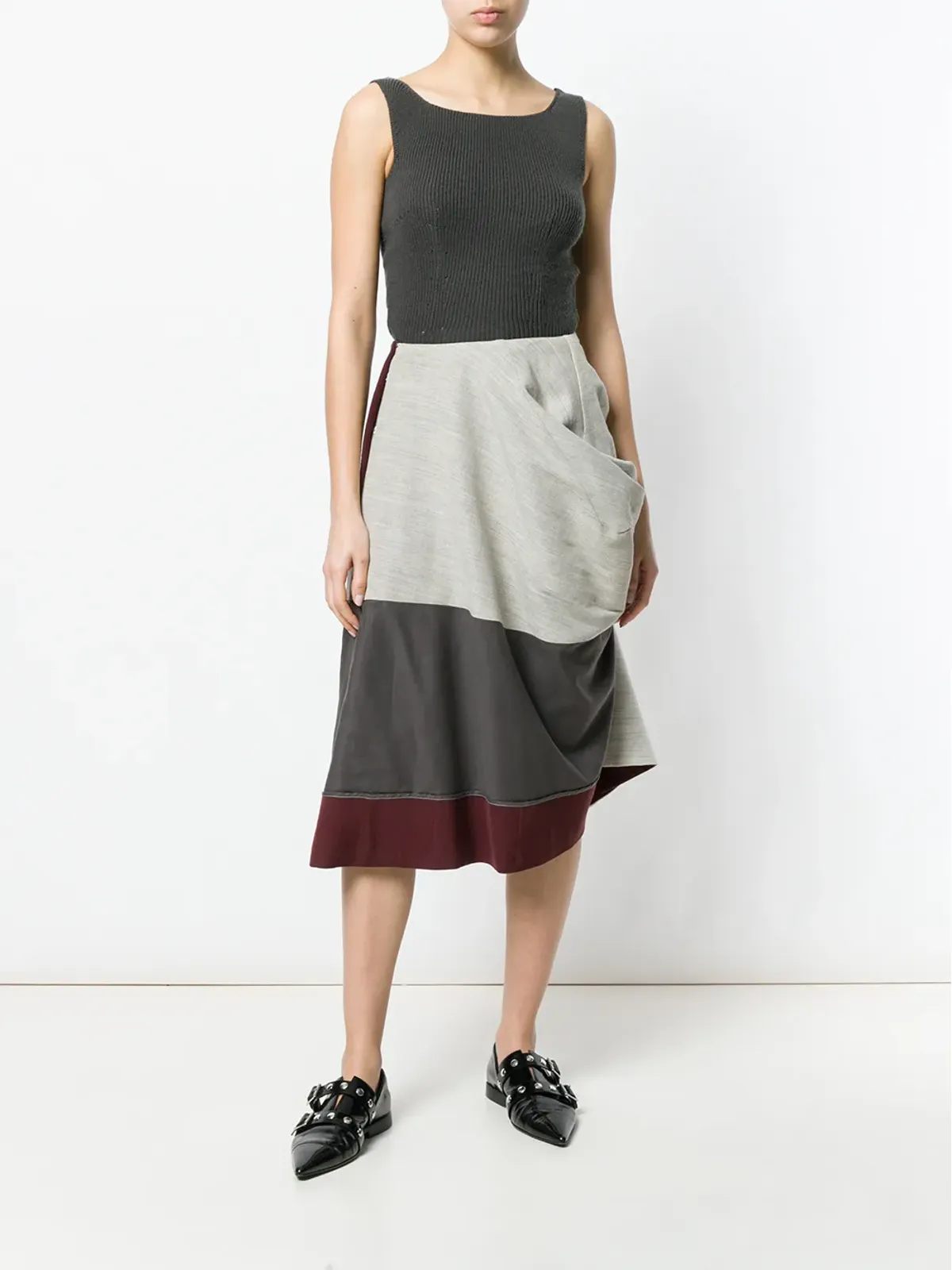 Comme Des Garçons Pre-Owned 1998 deconstructed draped skirt - Grey - 画像2
