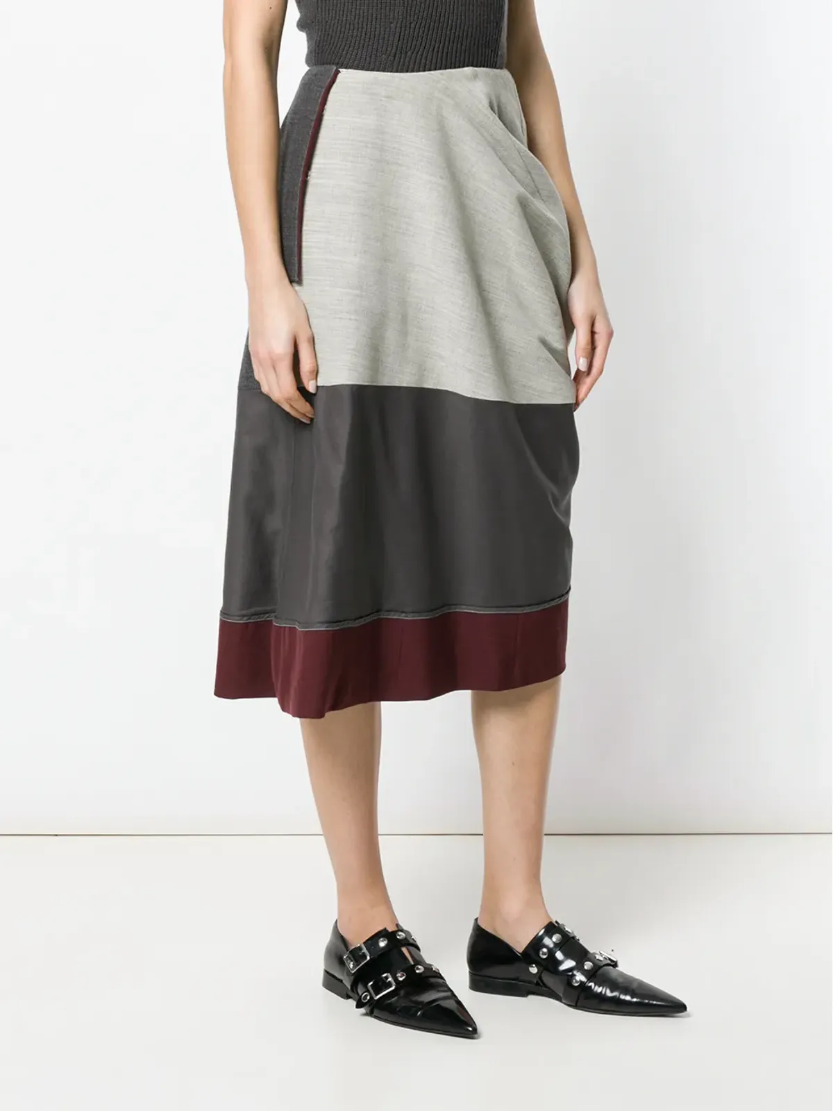 Comme Des Garçons Pre-Owned 1998 deconstructed draped skirt - Grey - 画像3