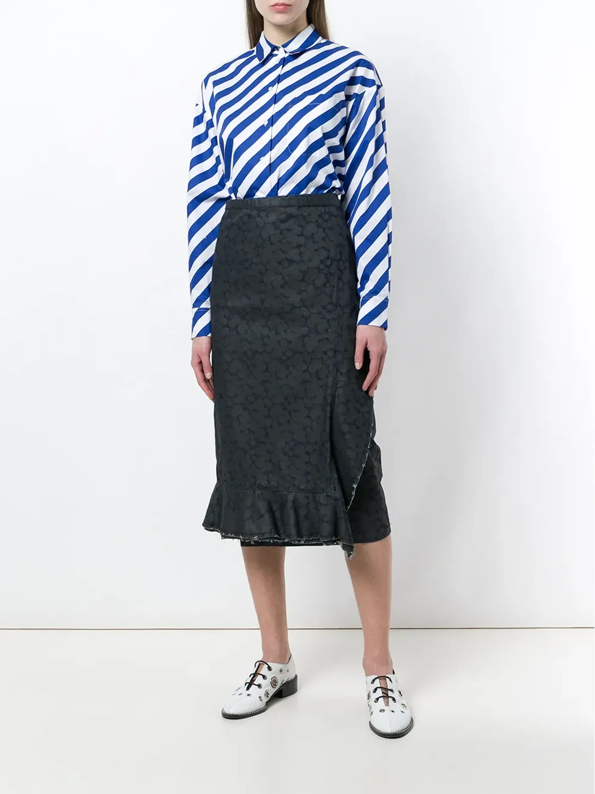Comme Des Garçons Pre-Owned ラップデニムプリントスカート - 画像2