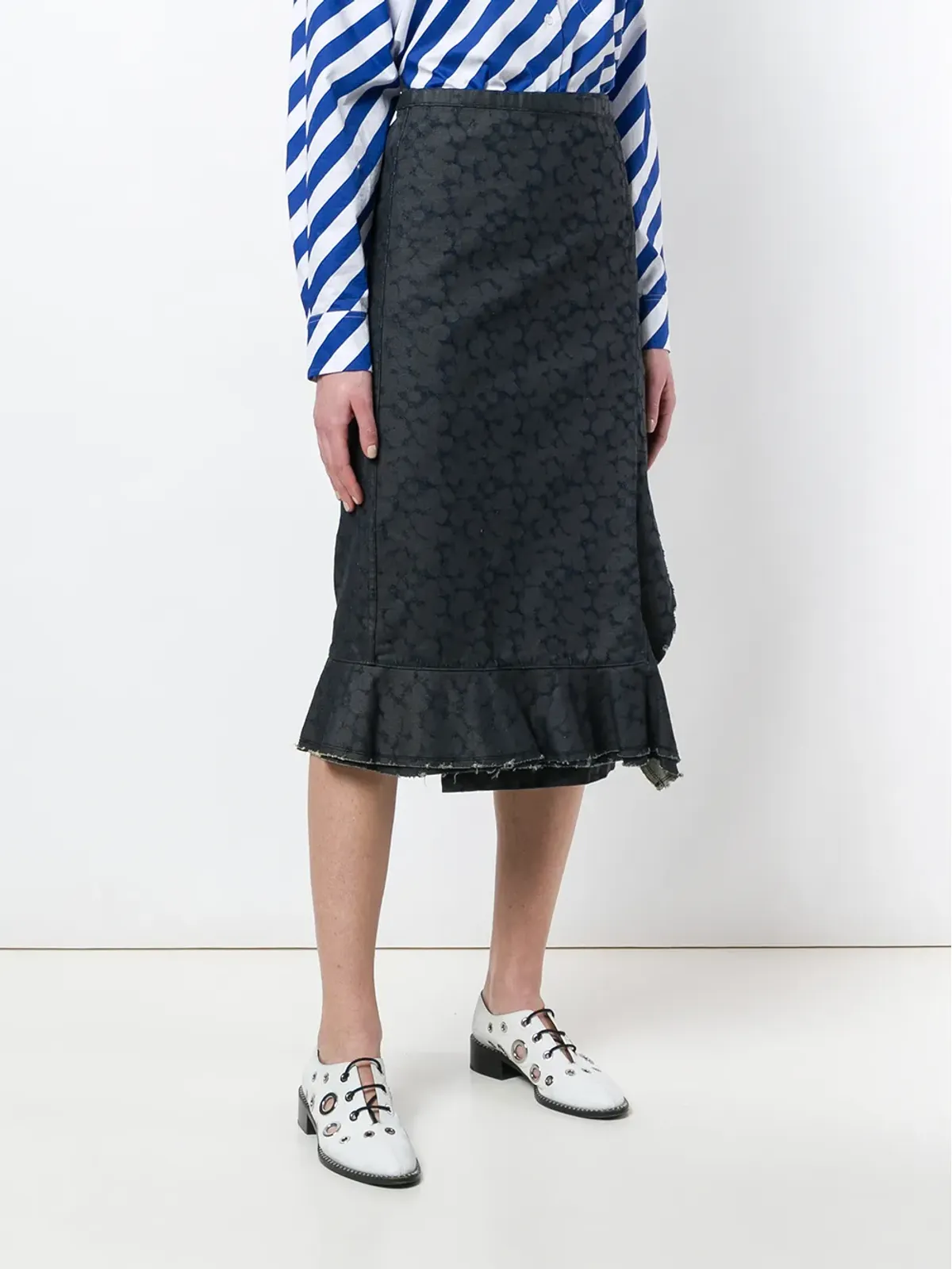 Comme Des Garçons Pre-Owned ラップデニムプリントスカート - 画像3