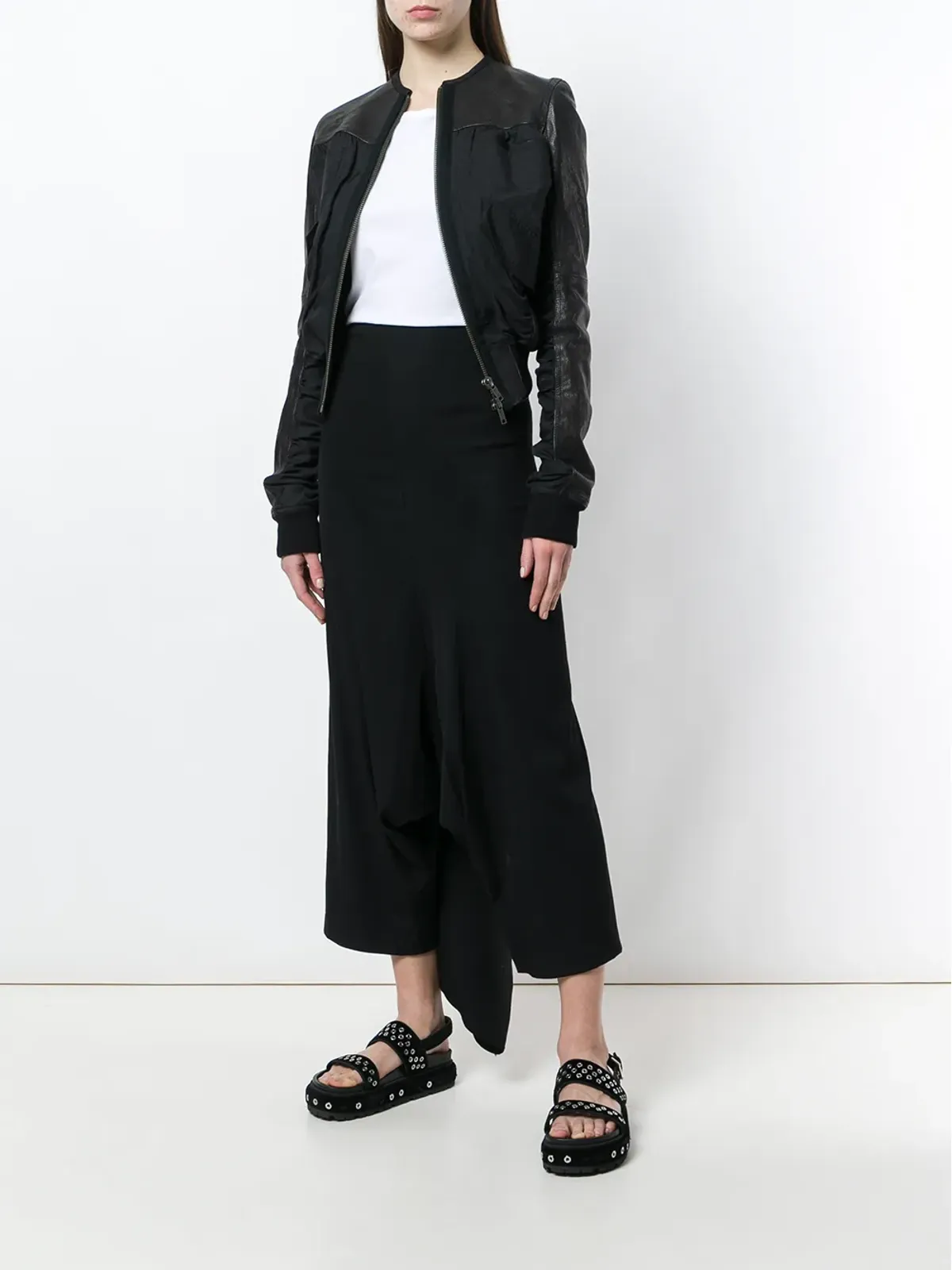 Comme Des Garçons Pre-Owned ドレープ アシンメトリック ワイドレッグ トラウザー - 画像2