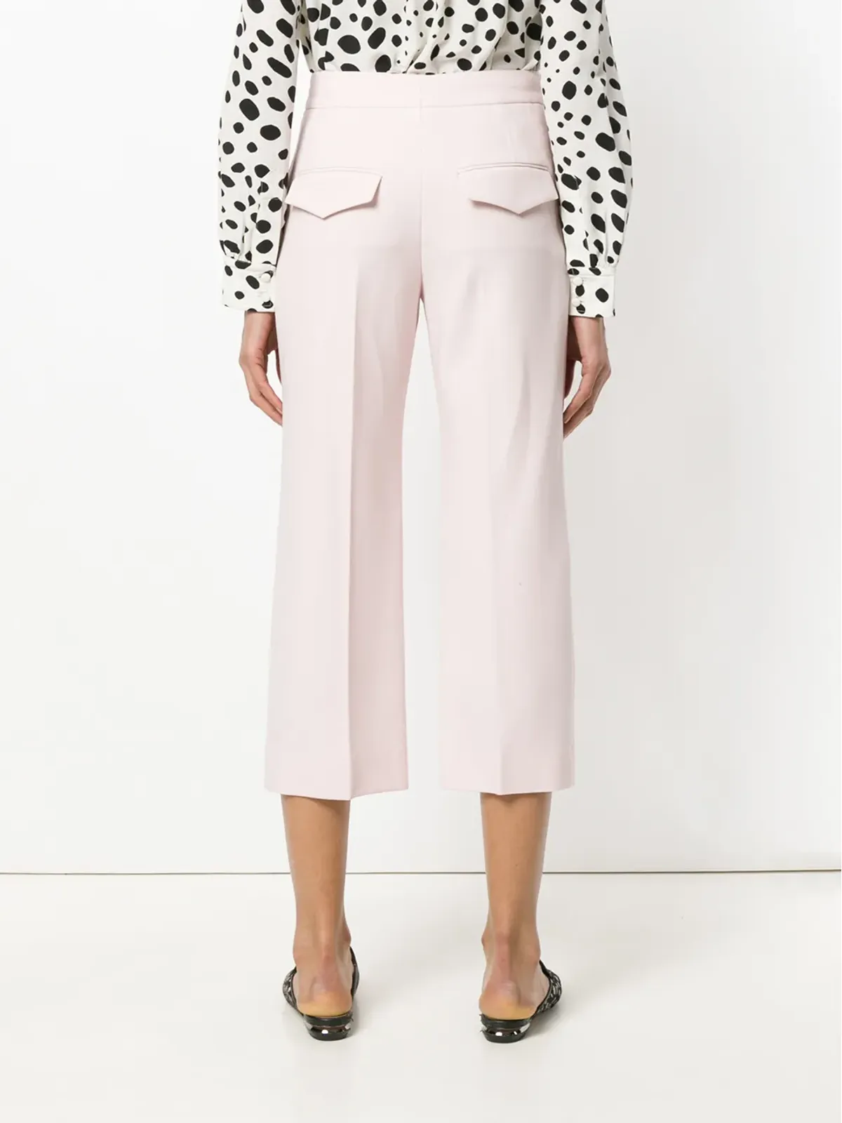 Carven ピンクのワイドレッグクロップドパンツ - 画像4