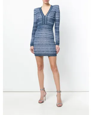 Balmain フィットボディコンドレス ブルー - サムネイル2