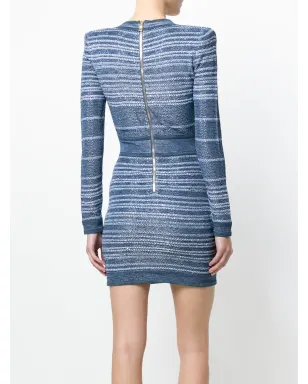 Balmain フィットボディコンドレス ブルー - サムネイル4