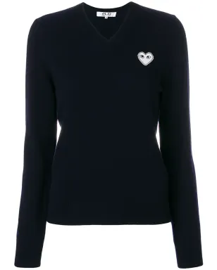 Comme Des Garçons Play Vネック ハートロゴ セーター - サムネイル1