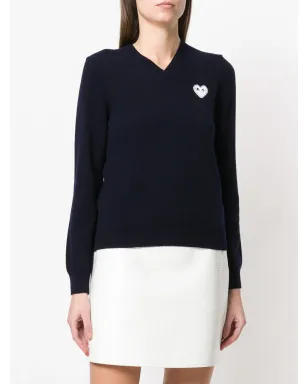 Comme Des Garçons Play Vネック ハートロゴ セーター - サムネイル3