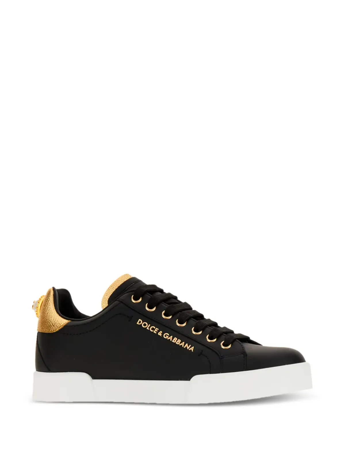 Dolce & Gabbana Portofino ロゴ入りレザースニーカー ブラック - 画像2