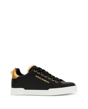 Dolce & Gabbana Portofino ロゴ入りレザースニーカー ブラック - サムネイル2