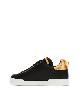Dolce & Gabbana Portofino ロゴ入りレザースニーカー ブラック - サムネイル3