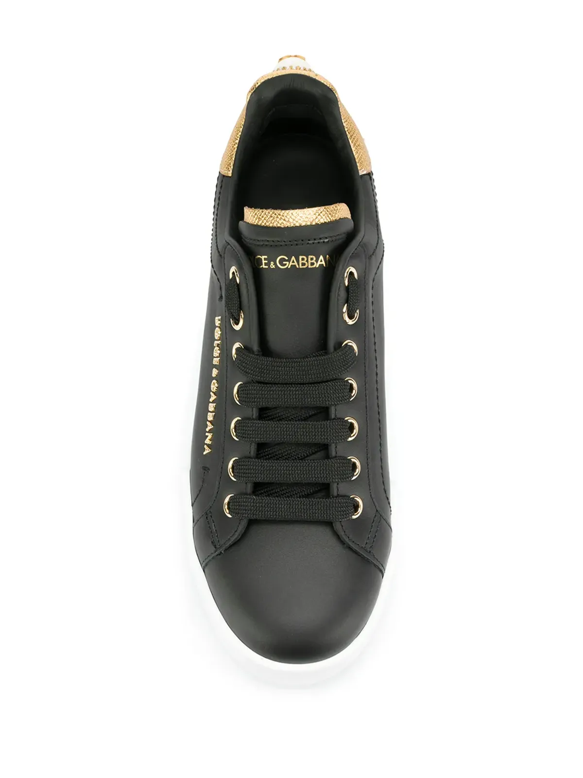 Dolce & Gabbana Portofino ロゴ入りレザースニーカー ブラック - 画像4