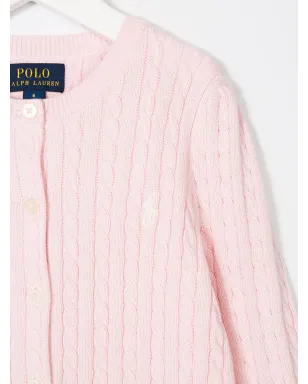 POLO RALPH LAUREN KIDS クルーネック ケーブルニット カーディガン - サムネイル3