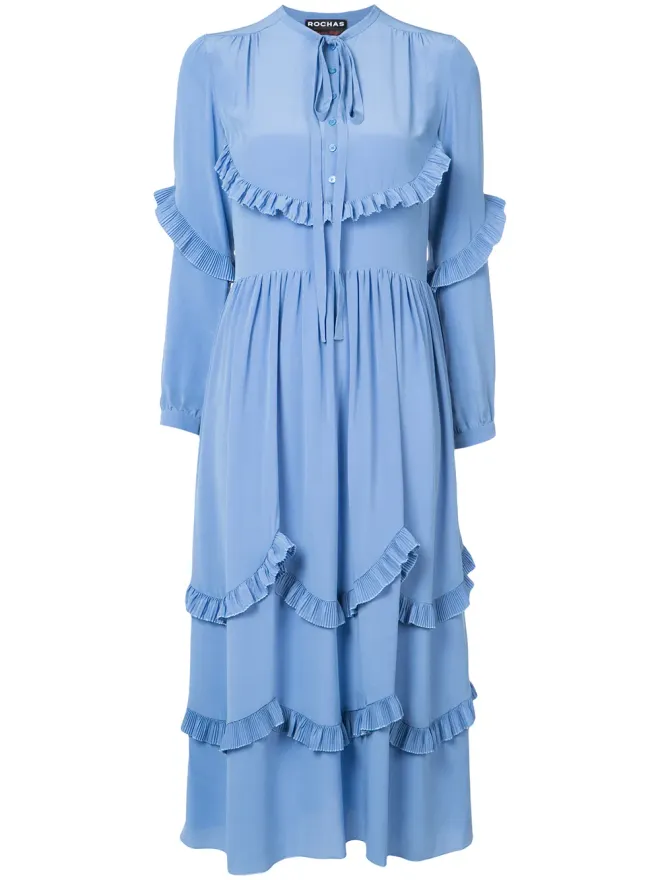 Rochas Rochas シルク フリル トリム ドレスの商品画像
