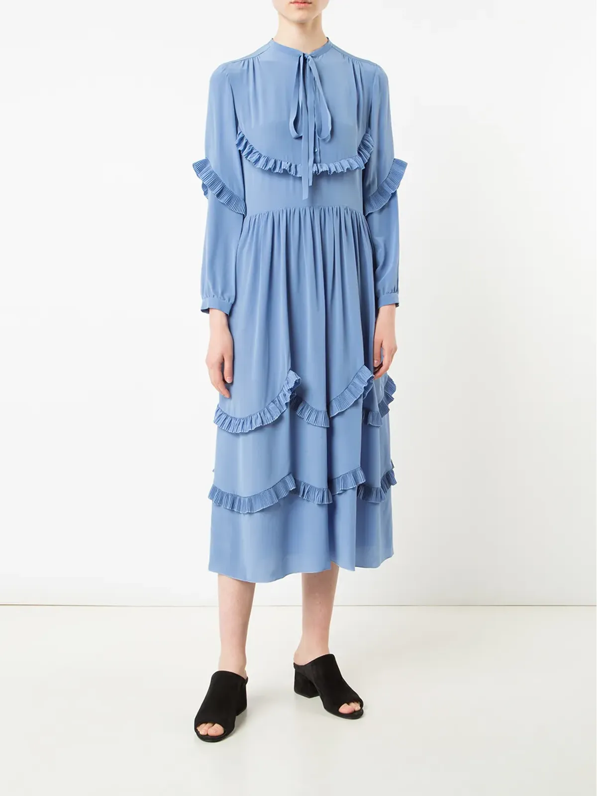Rochas シルク フリル トリム ドレス - 画像2