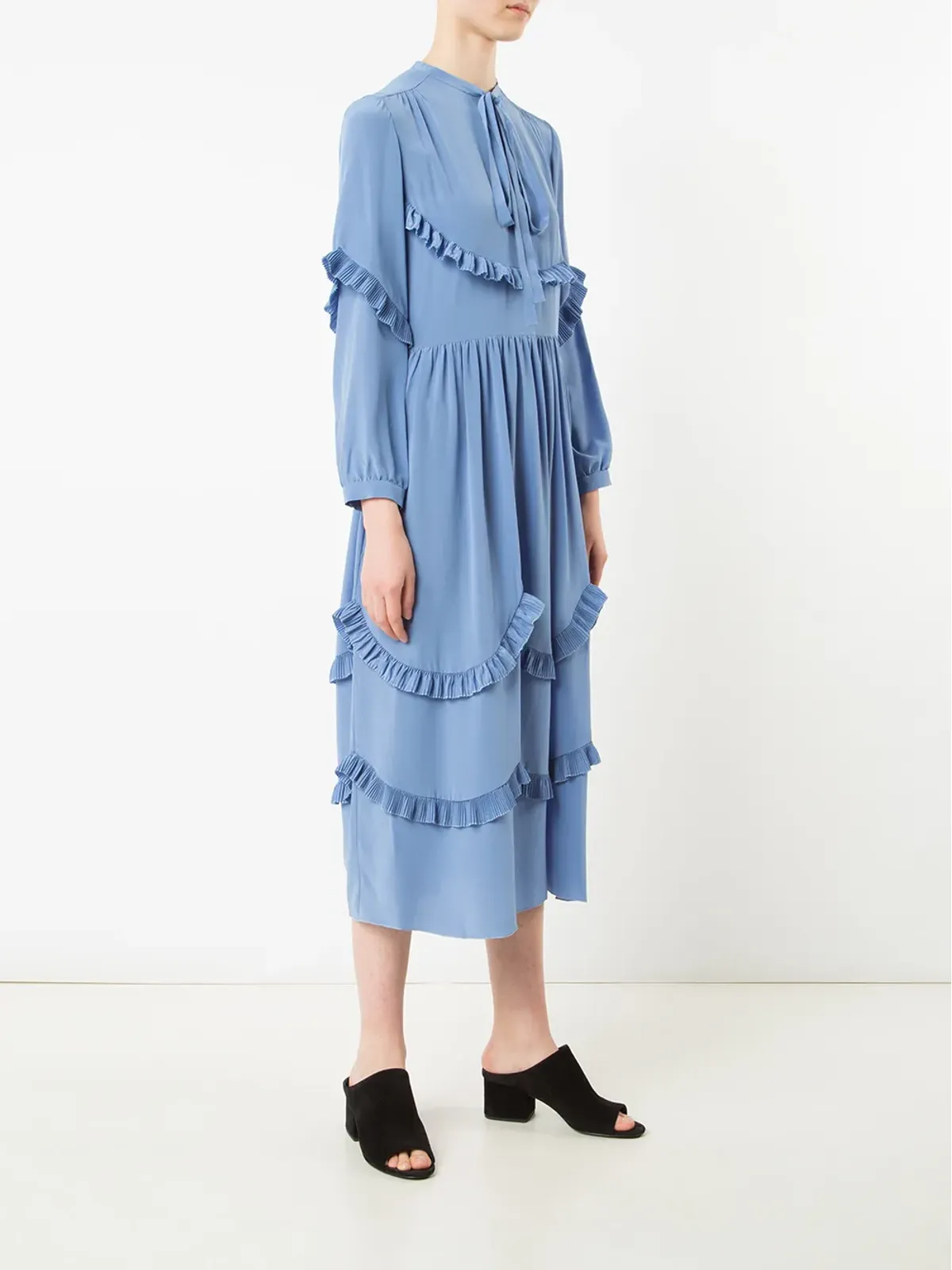 Rochas シルク フリル トリム ドレス - 画像3