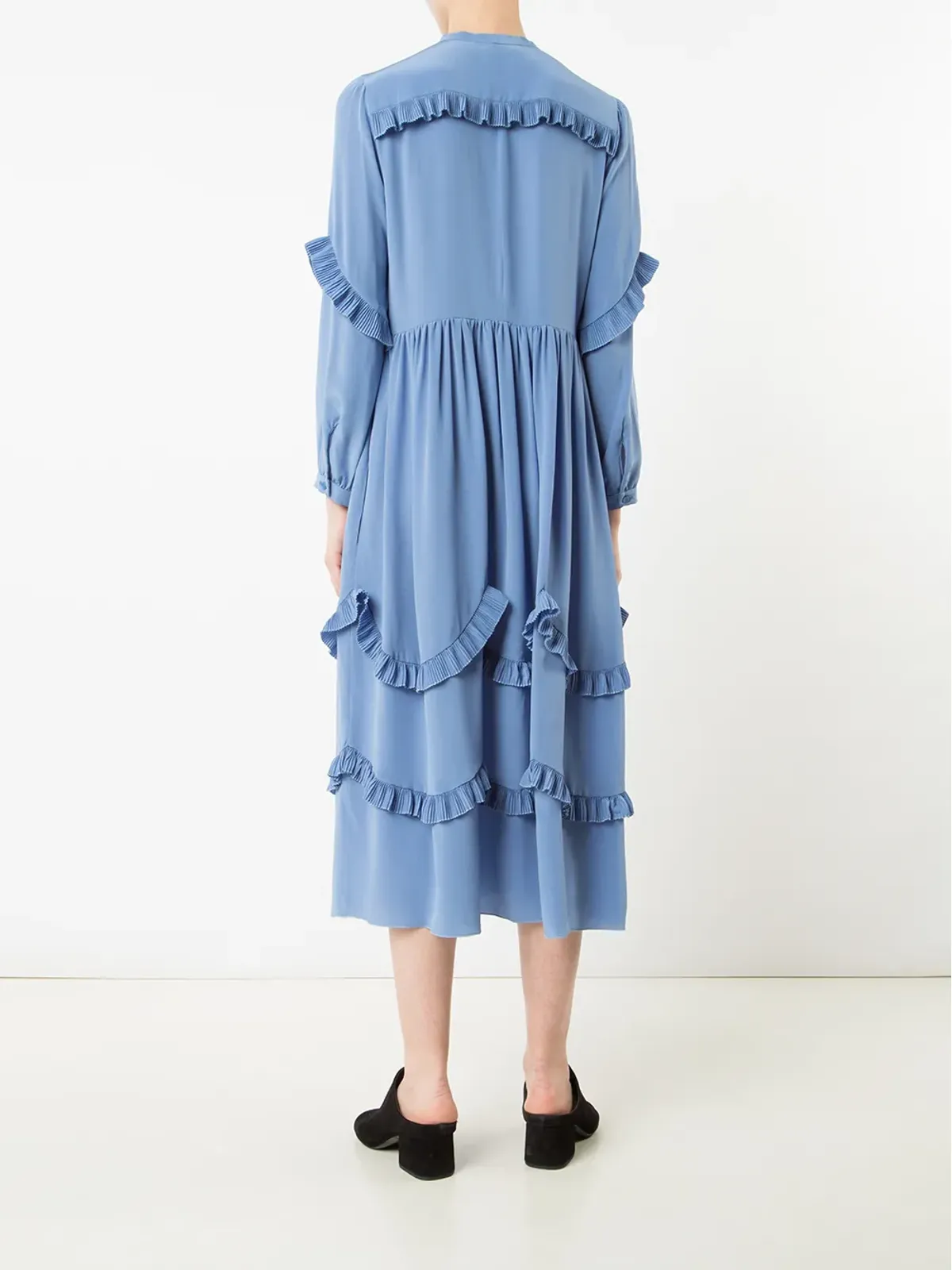 Rochas シルク フリル トリム ドレス - 画像4