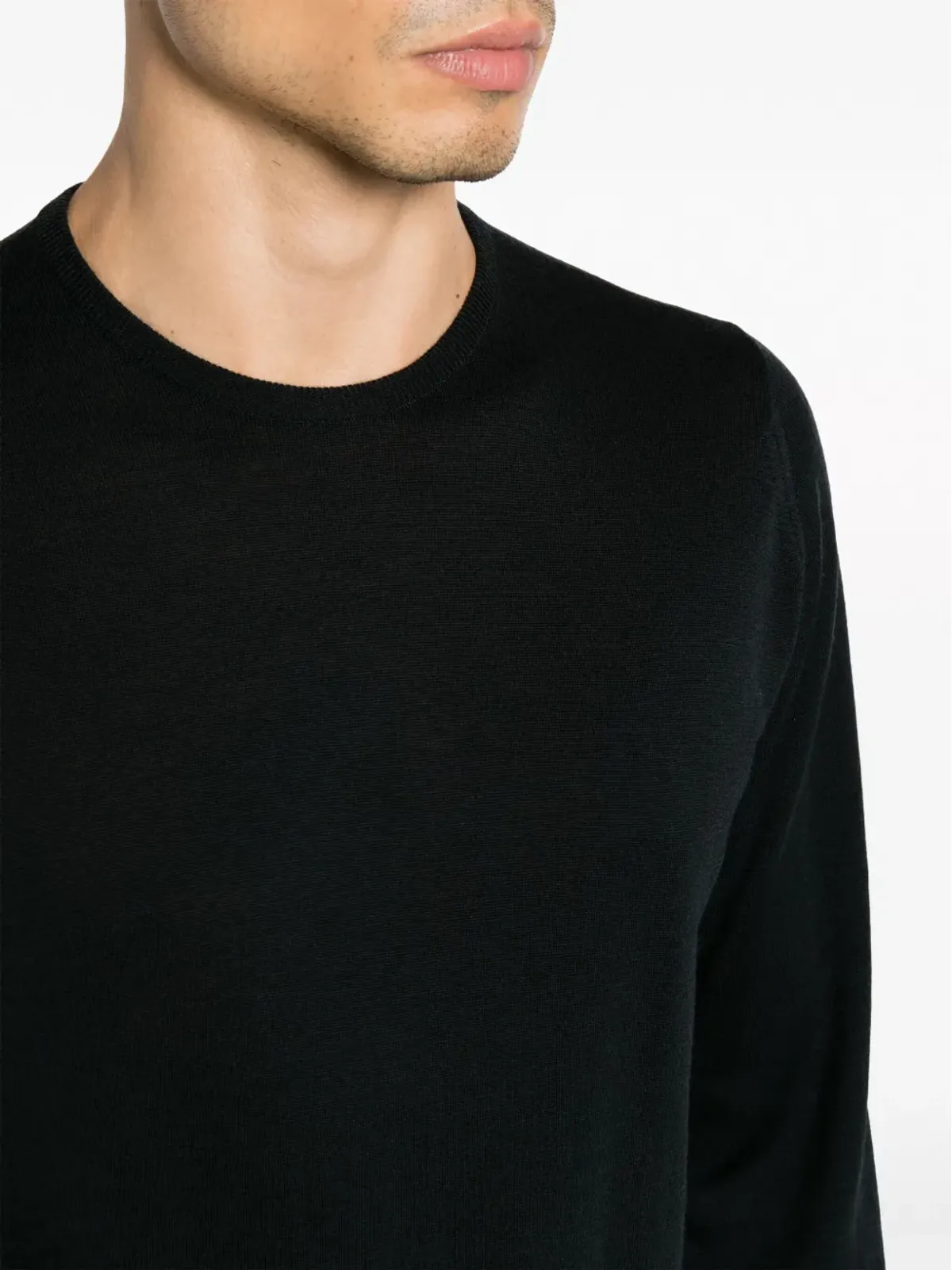 John Smedley plain crew-neck jumper - Black - 画像5