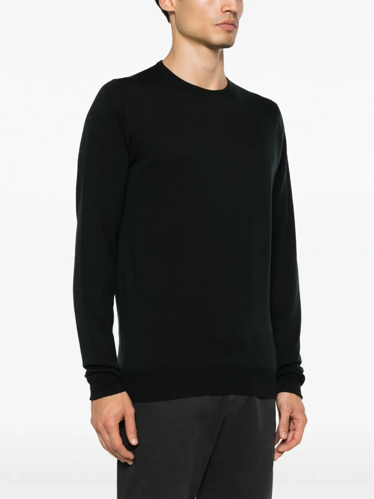 John Smedley plain crew-neck jumper - Black - 画像3