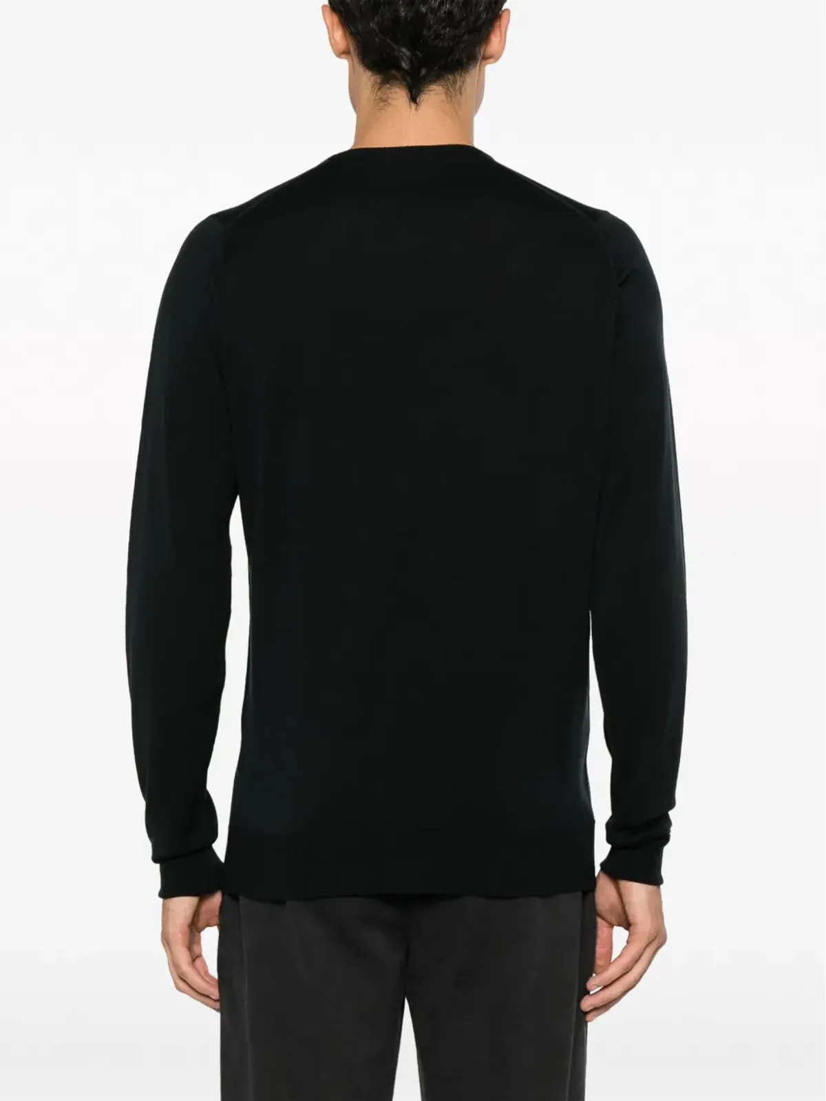 John Smedley plain crew-neck jumper - Black - 画像4